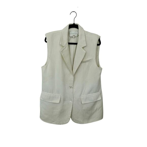 Endless Rose Off White Linen Oversized Vest Blazer Sz M - Picture 5 of 9